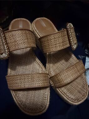 Sam Edelman Tan Woven Espadrille Slide Sandals